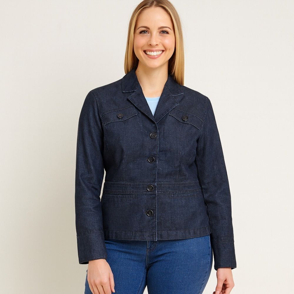Tommy Hilfiger Jeans Navy Blue Corduroy  Y2K Fall Vibes Women Jacket Layers Sz L